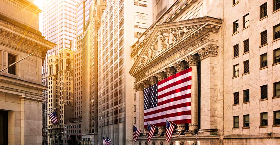 Flags on the building that regulates investment in US regional centers