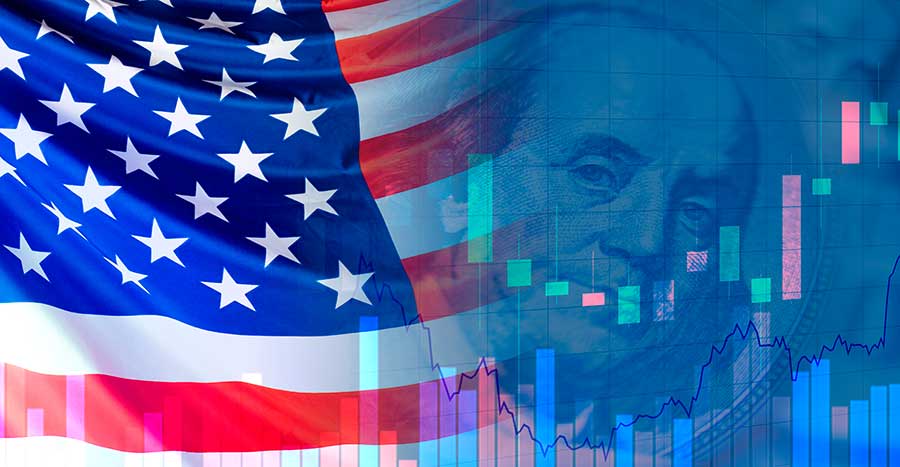 American flag and banknote symbolize US citizenship by investment